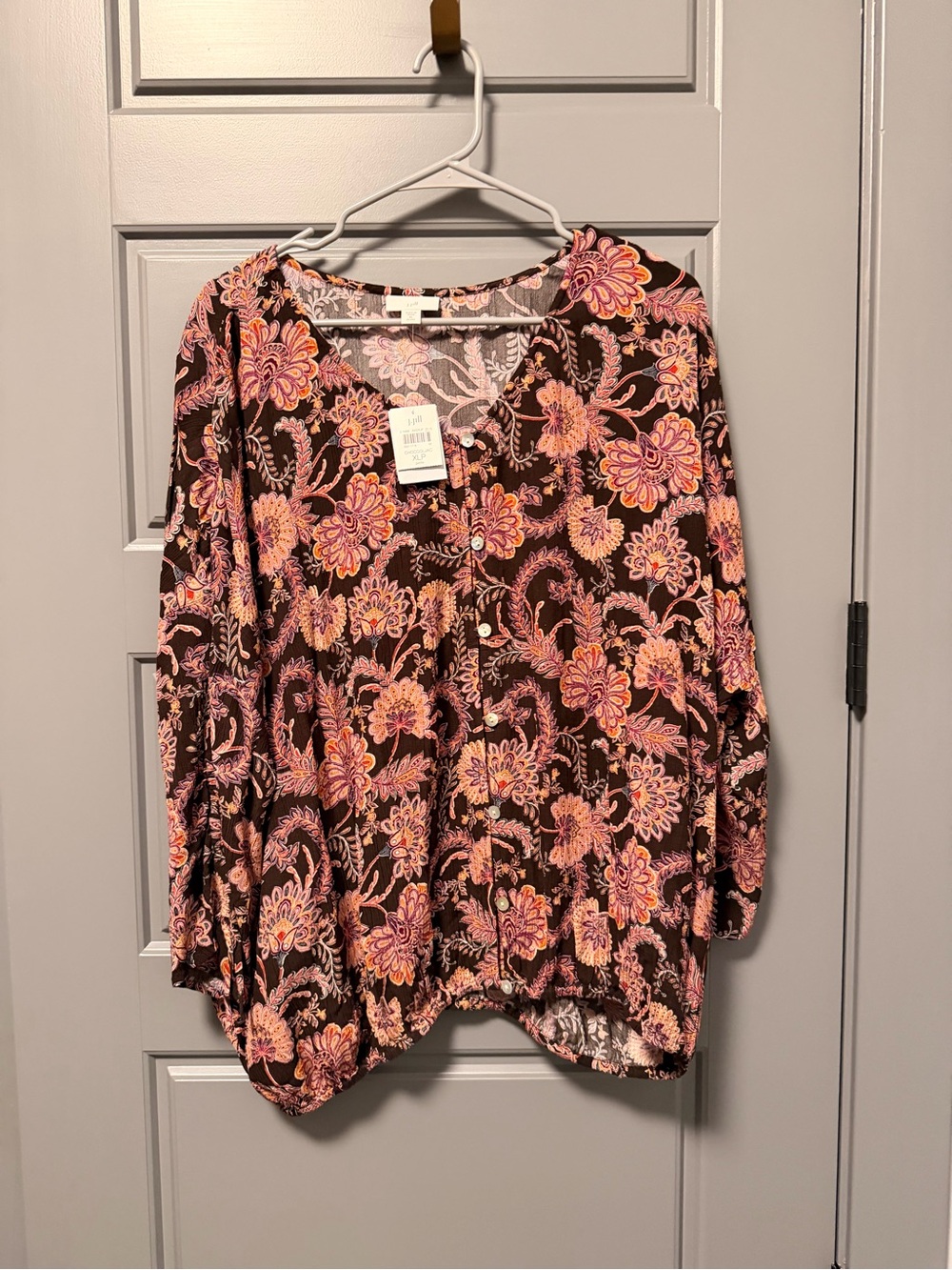 J. Jill Printed Crinkle-Textured Top XL Petite NWT